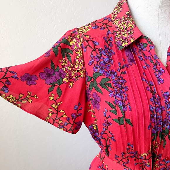 Nanette Lepore Bright Red Floral Belted Dress - Picture 6 of 15